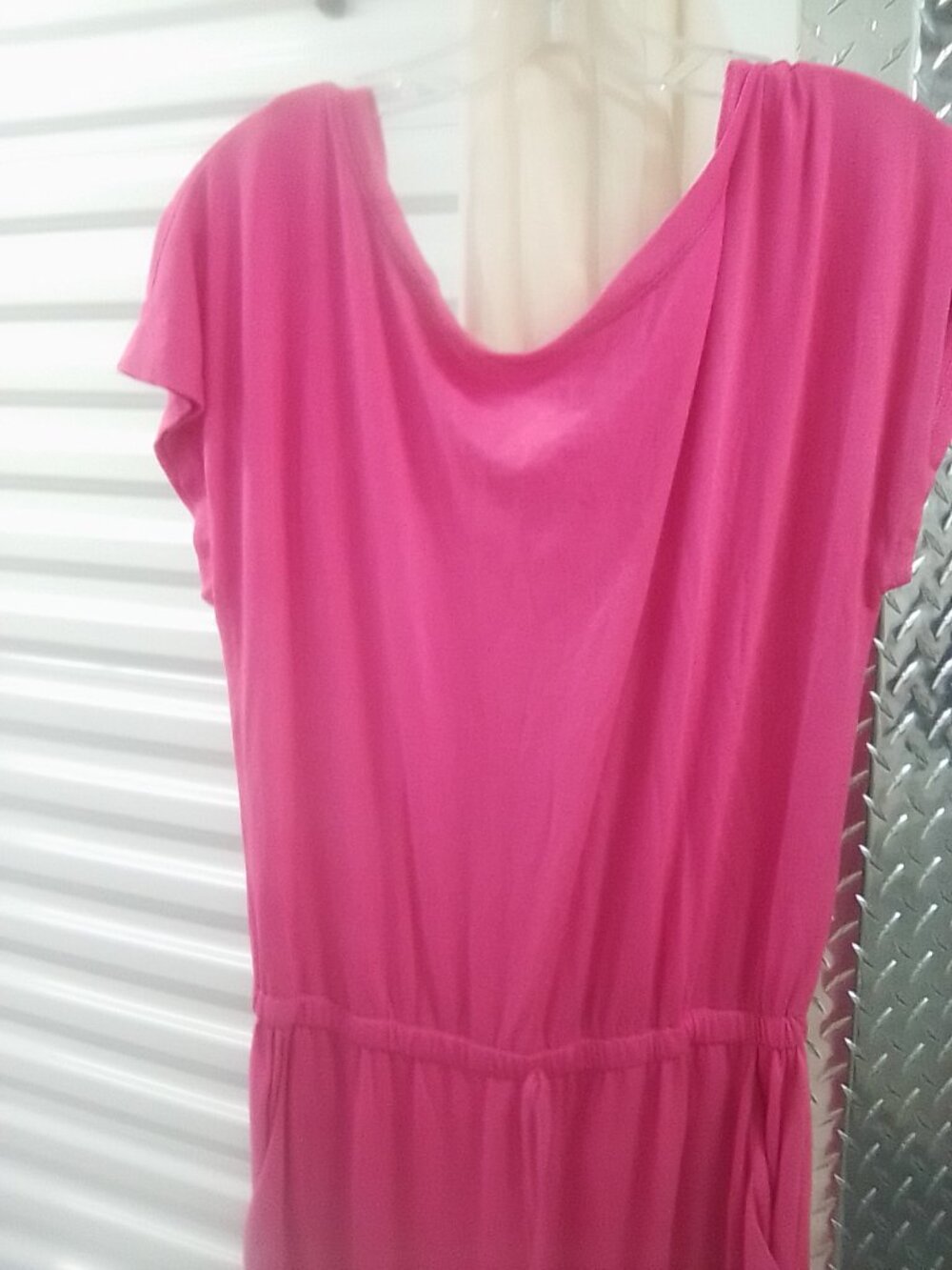 Jumpsuit in hot pink by Pretty Garden.  Size Large